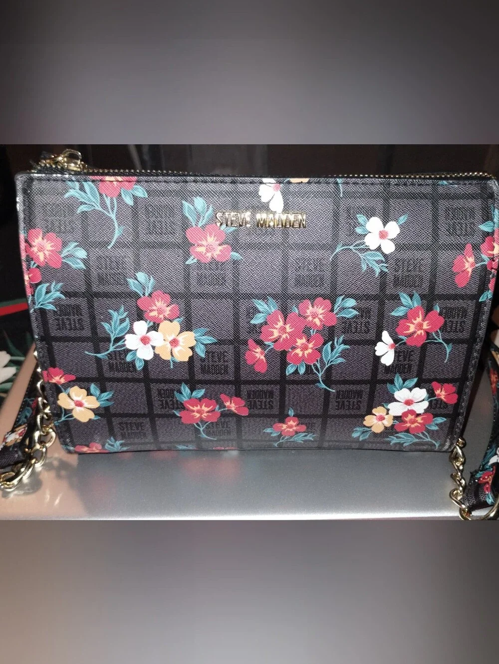 Steve Madden Black Floral Crossbody Bag